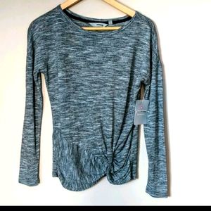 NWT Athleta Birch Gray Long Sleeve Twist Knot Top Size S